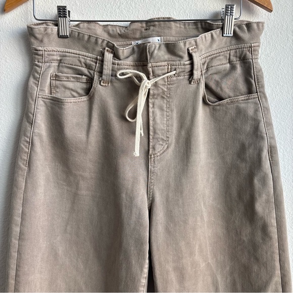 PAIGE Carly Pant High Rise Crop Wide Leg Jean Drawstring Trousers Moss Size 28 - Picture 3 of 13